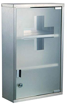 Natsen Medizinschrank Medikamentenschrank Erste Hilfe Schrank Arzneimittelschrank Wandschränke Edelstahl, 3 Fächer 45 * 30 * 12 cm(Silber)