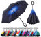 NNY Inc Parapluie double face coupe-vent et protecteur contre les UV - Pliable - Parapluie droit inversé pour hommes et femmes - Autoportant - Poignée en forme de C - pour golf/voitures (galaxie)