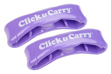 Click & Carry Grocery Purple Bag Carrier with Soft Cushion Grip. Use as a Hands Free Grocery Bag Carrier, Plastic Bag Holder, Sports Gear Carrier & More. Click and Carry with Ease