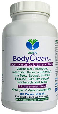 Bitterstoffe 180 Pulver Kapseln BODY Clean Out - 12 Kräuter nach HILDEGARD von BINGEN. Mariendistel Artischocke Löwenzahn Kurkuma Brennnessel u.v.m. NATUR pur [OHNE Zusatzstoffe] 26507-180