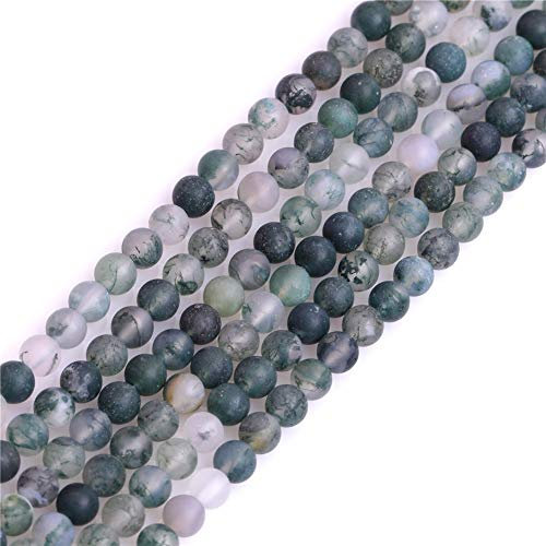 Sweet & Happy Girl's Store SHGbeads 4 mm Frost-Grüner Moosachat, Halbedelstein, runde lose Perlen für Schmuckherstellung, Bastelbedarf, 38,1 cm