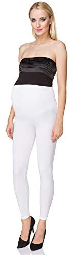 SOFTSAIL Legging de maternité en coton avec soutien du ventre Taille haute extensible doux Vêtements de maternité Vêtements de grossesse, blanc, 48