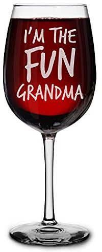 Shop4Ever Weinglas mit Gravur „I'm The Fun Grandma“, Geschenk für die neue Oma im Ruhestand (473 ml)