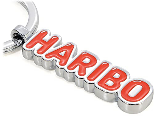 TROIKA Metall Schlüsselanhänger Schriftzug Haribo in der Farbe Rot, HB-K05/RD handlich