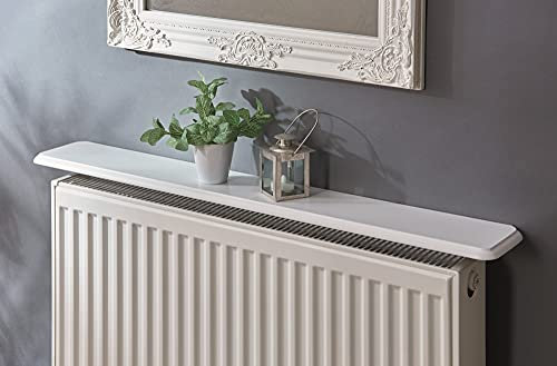 Easy Fit Radiator Shelf 115cm - Heat Reflective, Easy Install, No Drill Brackets. Available in Oak or Satin White Finish
