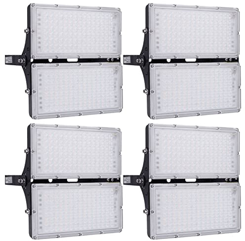 Bellanny LED Strahler Außen 200W 20000LM Fluter Flutlichter, 4er 3000K Warmweiß Scheinwerfer, IP65 Wasserdicht Außenstrahler, Sicherheitsbeleuchtung für Garten Garage Hof Sportplatz Veranda Werkstatt