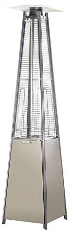 Outsunny Parasol Chauffant Pyramide 10,5 KW - Chauffage d'extérieur gaz - Chauffage de terrasse - Double sécurité - Puissance réglable - roulettes, Housse Incluse - Acier INOX. Gris métal