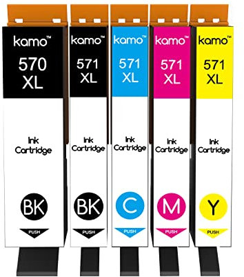 kamo 570XL 571XL (5er-Pack) Kompatibel mit Canon PGI-570 CLI-571 XL Patronen Multipack, für PIXMA TS5050 TS5051 TS5053 TS5055 TS6050 TS6051 MG5750 MG5751 MG5752 MG5753 MG6850 MG6851 MG6852 MG6853