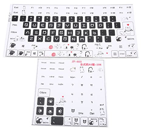 Zunate Universal Desktop Computer Keyboard Sticker for 84 to 108 Key Keyboard,JP-603 PVC Frosted DIY Mechanical Keyboard Sticker,Gaming Keyboard Keycap Sticker