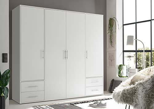möbelando Kleiderschrank >Valencia< (BxHxT: 206x195x60 cm) in Weiß - 206x195x60cm (BxHxT)