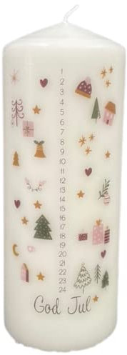 Adventskranzkerze Kalenderkerze 1-24 Weihnachten Advent God Jul Stumpenkerze (20/7cm)