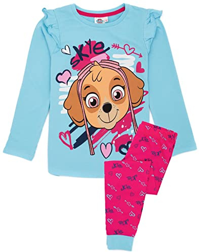 Paw Patrol Skye Girls Pyjama Set | Kids Blue & Pink Loungewear T-Shirt & Pants PJ Bundle | Long Sleeve Tee Long Leg Bottoms Pajama | Movie Series Nightwear Merchandise Gift for Children