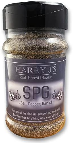 BBQ Rubs and Seasonings 200g Shaker Jar Multiple Flavours Single Jars and Bundles for Kitchen BBQ Smoker (Salt, Pepper, Garlic Rub (SPG))