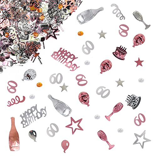 Giftota - Konfetti 60 Geburtstag Deko - 60. Geburtstag Deko - Konfetti (Roségold) - Partydekoration Geburtstag 60 - Konfetti-Dekoration für Jubiläen, Geburtstage, Partys, Tischdeko