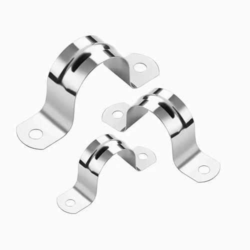 huruirui Pipe Clips 25MM 20PCS 304 Stainless Steel U Pipe Clamps Connecting Ring Hose Clamp Card Two Hole Tube Strap Tension Clips U-Tube Clamp Sturdy and Durable Pipe Clips