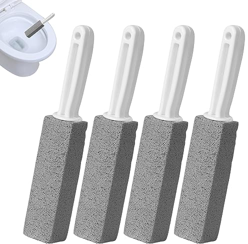 SPERMUOY 4 Piezas piedra limpieza con mango,piedra pómez limpiador inodoro,Pumice Cleaning Stone para Inodoro y Marca de Agua dura, Limpiador, Manchas Profundas