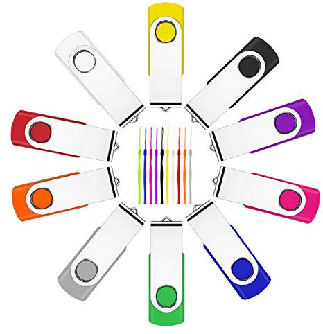 Clé USB 16Go,Lot de 10 Cle USB 16 Go, Fesaymi Clef USB 2.0 Mémoire Stick Flash Drive Rotation Disque de Stockage Externe