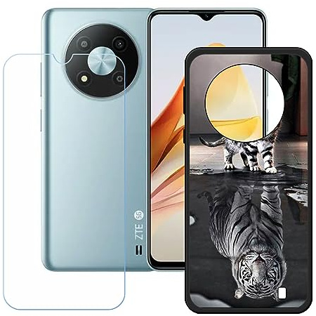 Hülle für ZTE Blade A73 5G + HD Panzerglas, Sanft Handyhülle Silikon Schutzhülle Cover TPU Case Handy Tasche Handytasche - Panzerglasfolie Schutzfolie für (6,52) - KE57