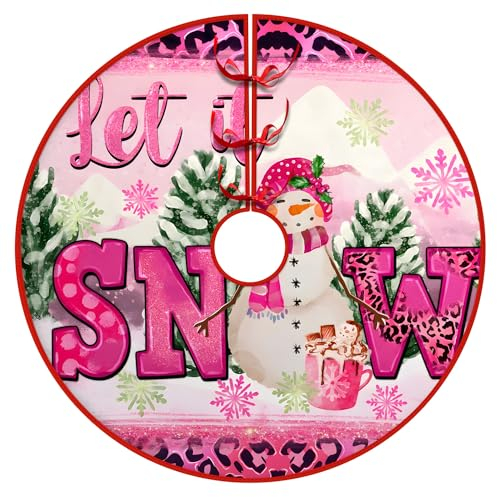 Chickwin Base Albero di Natale 90cm Gonna Albero di Natale, Peluche Tappeto Albero di Natale Rosso Decorazioni Albero Natale Tappeti per Natale Decorazioni Casa (72cm/28.3’’,Yeti Rosa)