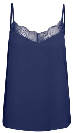 PIECES Pctiffany Women's Lace Top with Strap Noos BC Strappy Tank Top, Bellwether Blue, S