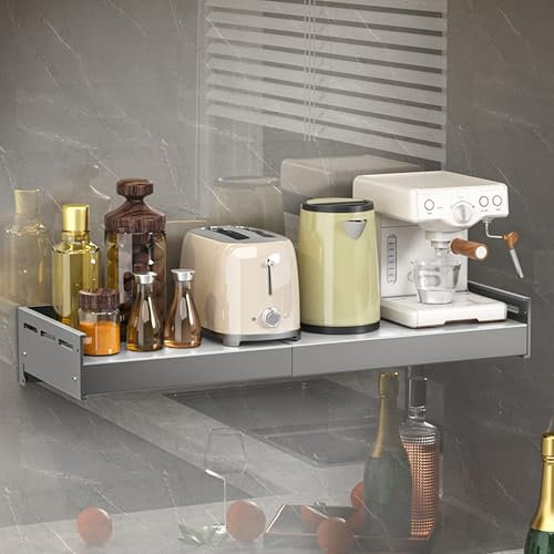 LEMYEF Étagère murale réglable en acier inoxydable ou étagère murale de qualité domestique pour four à micro-ondes avec kit de fixation, support de rangement commercial, support de rangement