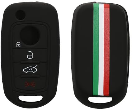 kwmobile Autoschlüssel Hülle kompatibel mit FIAT 4-Tasten Klapp Autoschlüssel Hülle - Schlüsselhülle Italien Streifen Grün Rot Schwarz