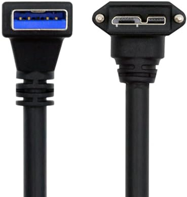 xiwai 90 Grad abgewinkelter USB-3.0-A-Stecker auf Micro-B 3.0-Stecker, Feststellschrauben, Panel, 5 Gbit/s, Datenkabel, 25 cm, für Disk-Kamera