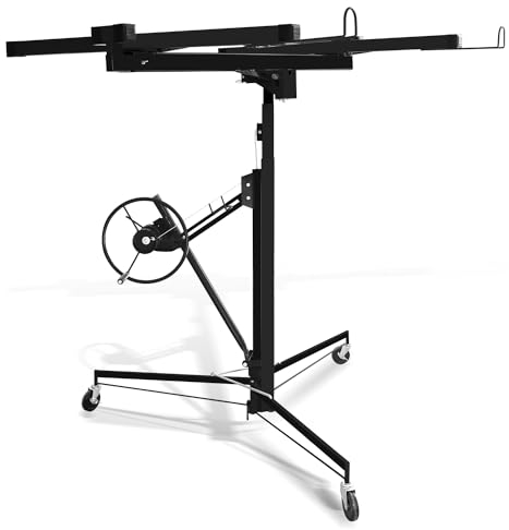 Hebitod Elevador de placas XXL, elevador de placas plegable, montaje en seco, altura regulable 140-350 cm, altura de trabajo, brazos de carga de hasta 290 cm, capacidad de carga de hasta 68 kg, juego