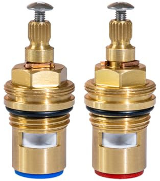 2pcs Replacement Ceramic Tap Cartridges 1/4 Turn Brass Valve Parts for Kitchen Bathroom and Shower Faucets