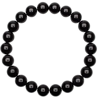 Bonheur de Lune - Bracelet Élastique pierre naturelle de qualité 8mm Protection Lithothérapie Bien Etre Bijou Hommes et Femmes Cadeau Spirituel (Onyx Noire)