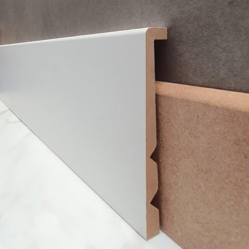 MadeInNature Surplinthe Bois Blanche Ajustable en MDF Prépeint, Plinthe de recouvrement Hauteur Ajustable & Longueur aux Choix, Fabrication Française – hauteur 13cm (16 ml)