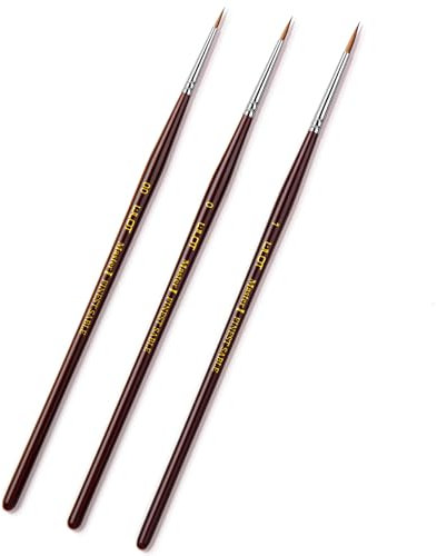 Kolinsky Sable Fine Detail Paint Brushes - 3pcs Detail Paint Brushes for Acrylic Watercor, Small Miniature Paint Brush Set Use for Warhammer,Mini Paints,Paint by Number,Figurine (00 0 1)