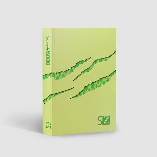 ScuolaZoo Agenda Diario scolastico 2024-2025 con meme e adesivi, disponibile con 6 copertine e 2 dimensioni (Verde, 11x15 cm)
