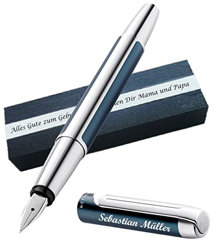 Pelikan Füllhalter Pura® P40 Petrol mit Wunschgravur | Aluminium | Personalisierte Geschenkobox als Geschenk & Symbole gravierbar PS137-1Box2