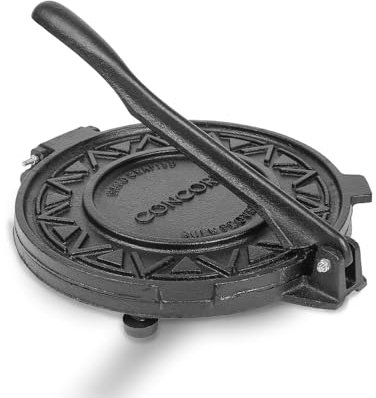 Concord Cast Iron Heavy Duty Tortilla Press. Commercial Grade Pataconera Presser. Perfect Maker for Flour or Corn Tortillas, Quesadillas, Roti, and much more! (Matte Black, 10)