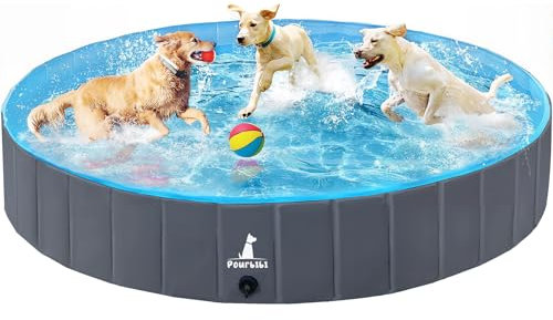 Piscina Mascotas, Piscina Perros, Bañera Plegable for Niños/Perros/Gatos, Plegable Piscina de Baño al Aire Libre - Gris (160 x 30CM)