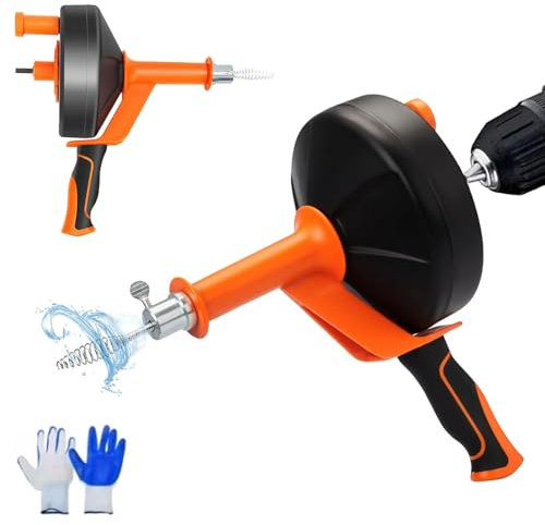 Desatascador Tuberias Profesional, Desatascador Fregadero 7,5 m Alambre Desatascador Tuberias con el Medio Ambiente con Guantes Espiral Desatascador de Desagües para Cocina y Baño