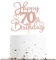 Sotpot 1 Pack 70th Birthday Cake Topper Double-sided Rose Gold Glitter Cake Pick Cake Decoration for Happy 70th Birthday Anniversary Party Decorations