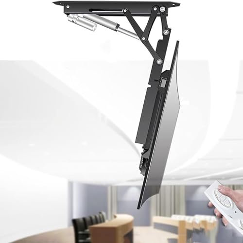 Elektrische TV-Deckenhalterung - Versteckte klappbare automatische Hebehalterung mit Fernbedienung, geeignet für 0-75° Faltung, einfach zu installieren