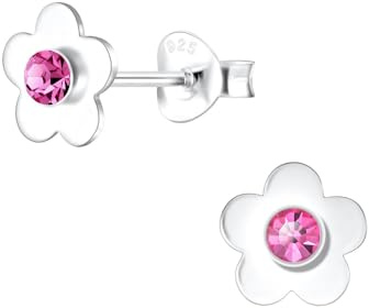 Monkimau Mädchen Ohrringe Blume | Ohrstecker aus 925 Sterling Silber | Kinderohrringe hypoallergen