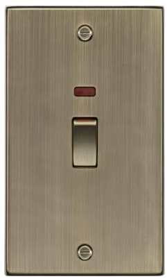 Knightsbridge 45A Switch with Neon (2G) - Antique Brass