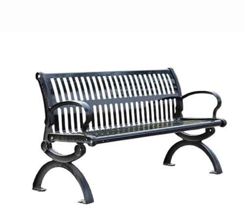 ZZlei2yu-12 Gartenbank für Garten Aluminium-Stuhlfüße, Stahlplatten-Stuhloberfläche, Freizeit-Rückenlehne, Außenbank, Parkbank, 1,5/1,8 Meter Gartenmöbel Bänke(Mittel)