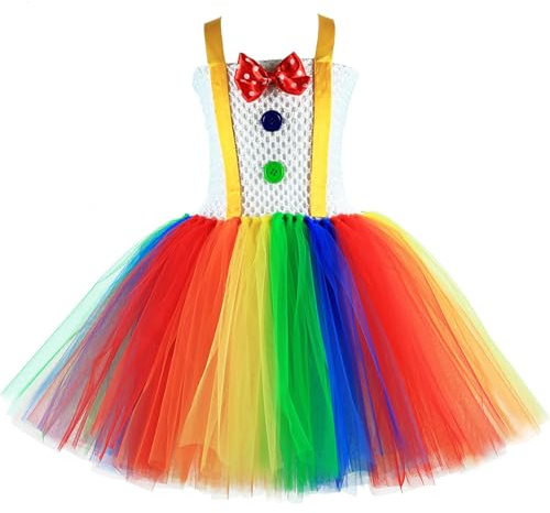 pvucpot Costume da clown per bambina Pagliacci, Circo, Originali & Divertenti - Costume per bambini e accessori per Feste, Carnevale e Halloween