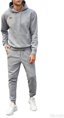 JMIERR Herren 2 Pcs Sweatsuit Outfits Hoodie Sweatpants Set | Textur Sweatshirt & Joggers, Fall Sportanzug, Elastische Manschettiert Hoodie Sweatpants