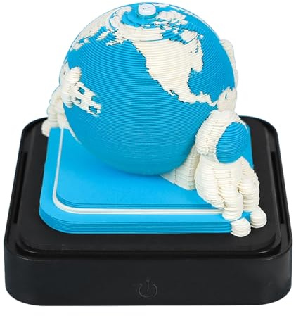 Asixxsix 3D Time Piece Kalender 2026, Tear Away 3D Earth Memo Pad Schreibtischkalender mit LED-Licht, Kreativer Papierskulptur-Kunst-Notizblock für Weihnachtsgeschenke Im Home Office