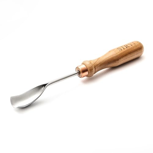 STRYI Short Bent Gouge 20mm for spoon, kuksa and bowl carving, Bowl carving tool, Spoon gouge, Deep Carving Tool, Kuksa Gouge