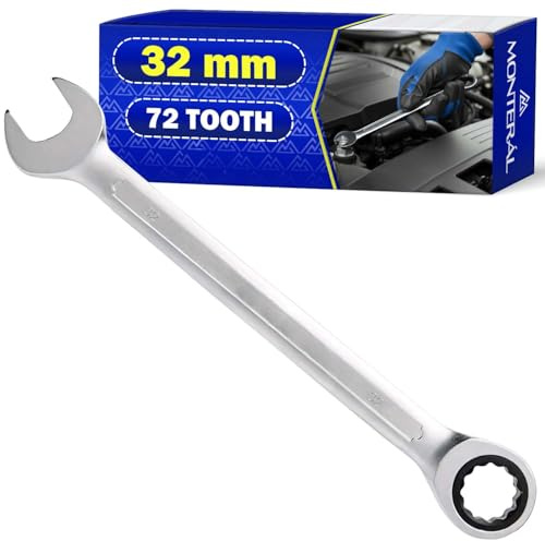 MONTERAL Llave Fija con Carraca 32 mm 72 Dientes Acero Aleado CrV
