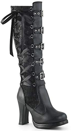 Generisch Stivali da donna con tacco a piattaforma, lacci incrociati eleganti cosplay stivaletti da donna alla moda stivali alti al ginocchio con lacci