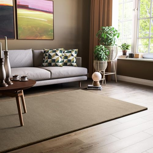 Steffensmeier Gabbeh Teppich Jaipur | 100% Schurwolle | Wohnzimmer | Schlafzimmer | Handtuft | Taupe | 120x180 cm