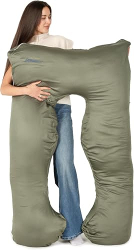 MAKOSAS KomfortKissen ORIGINAL - Premium Orthopädisches Kuschelkissen | Körperkissen | Seitenschläferkissen - Für besseren Schlaf und gegen Rückbeschwerden, 100 x 150 cm (Khaki - Bambus)